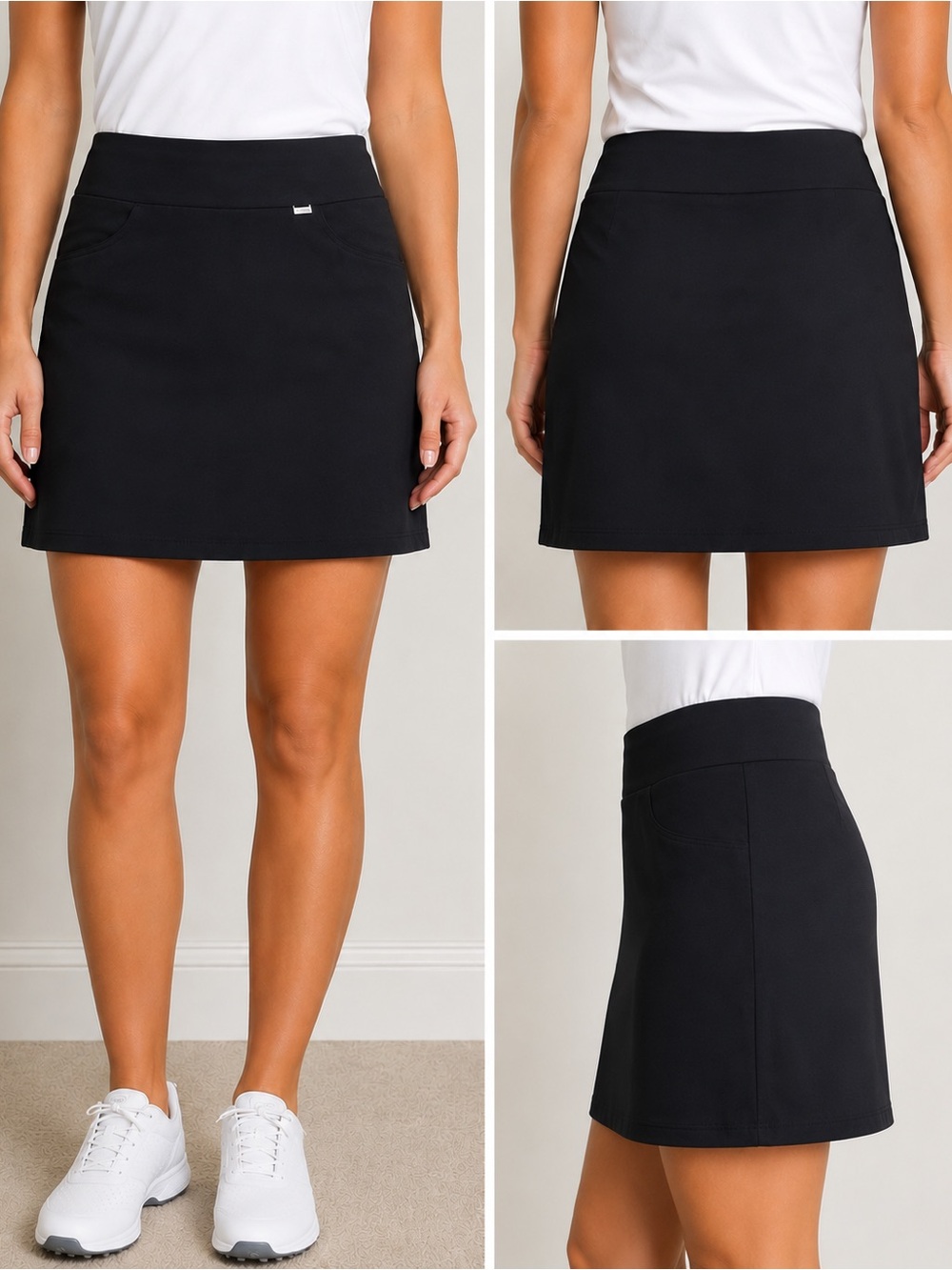 Greg Norman Collection Black Athletic A-Line Skort with Stretchy Waistband